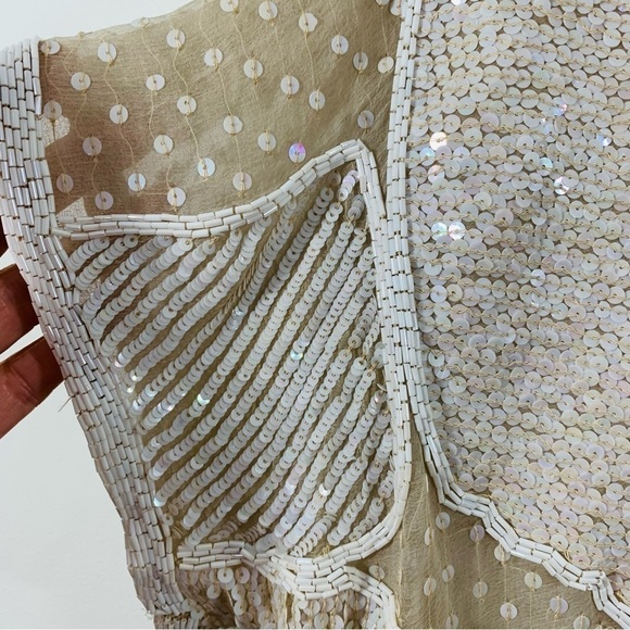 Vintage Lillie Rubin 100% silk beaded sequin top. - Picture 7 of 12